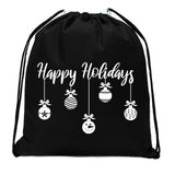 Happy Holidays - Hanging Ornaments Mini Polyester Drawstring Bag - Mato & Hash