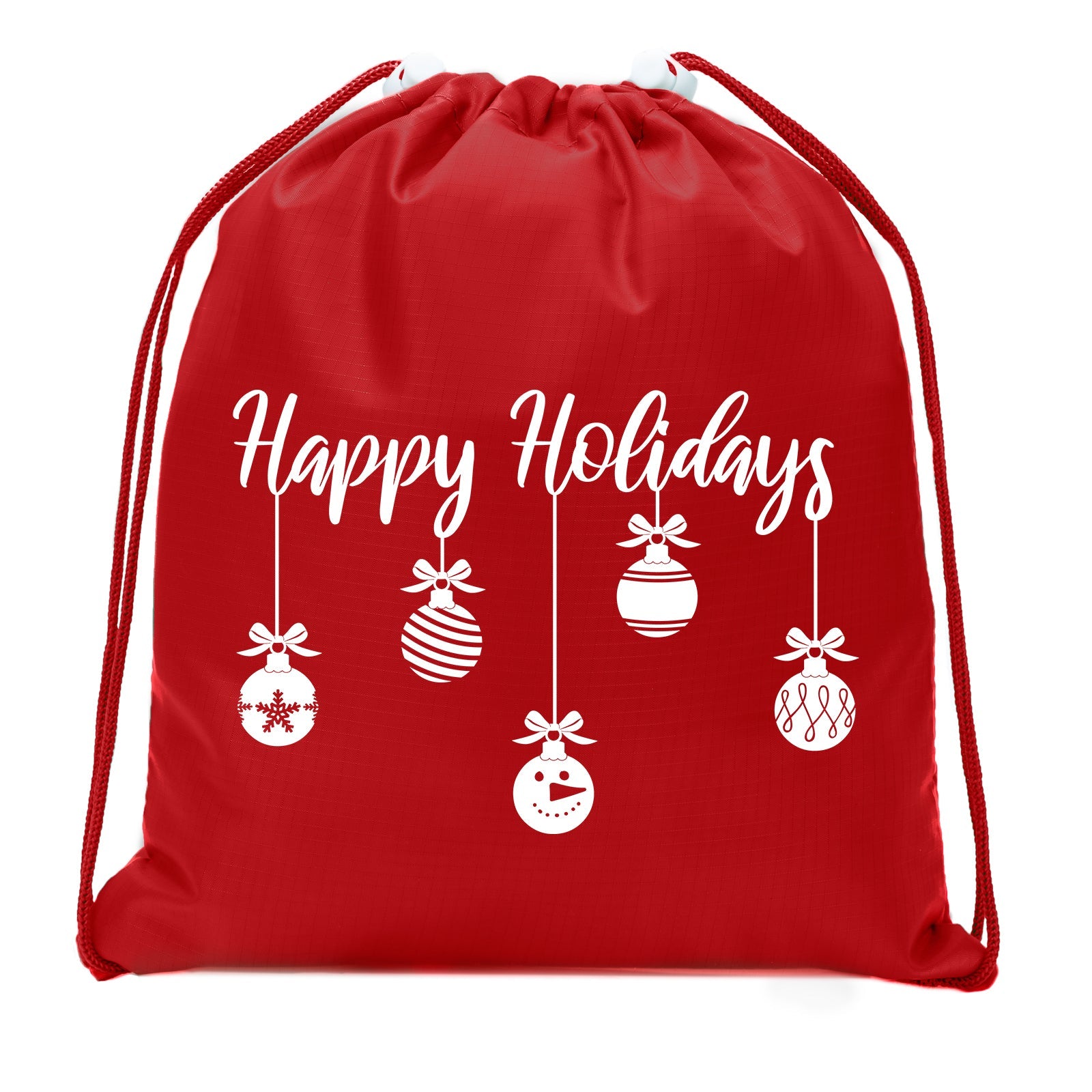 Happy Holidays - Hanging Ornaments Mini Polyester Drawstring Bag - Mato & Hash