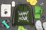 Happy Hour + Barbells Cotton Drawstring Bag - Mato & Hash