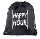 Happy Hour + Barbells Polyester Drawstring Bag