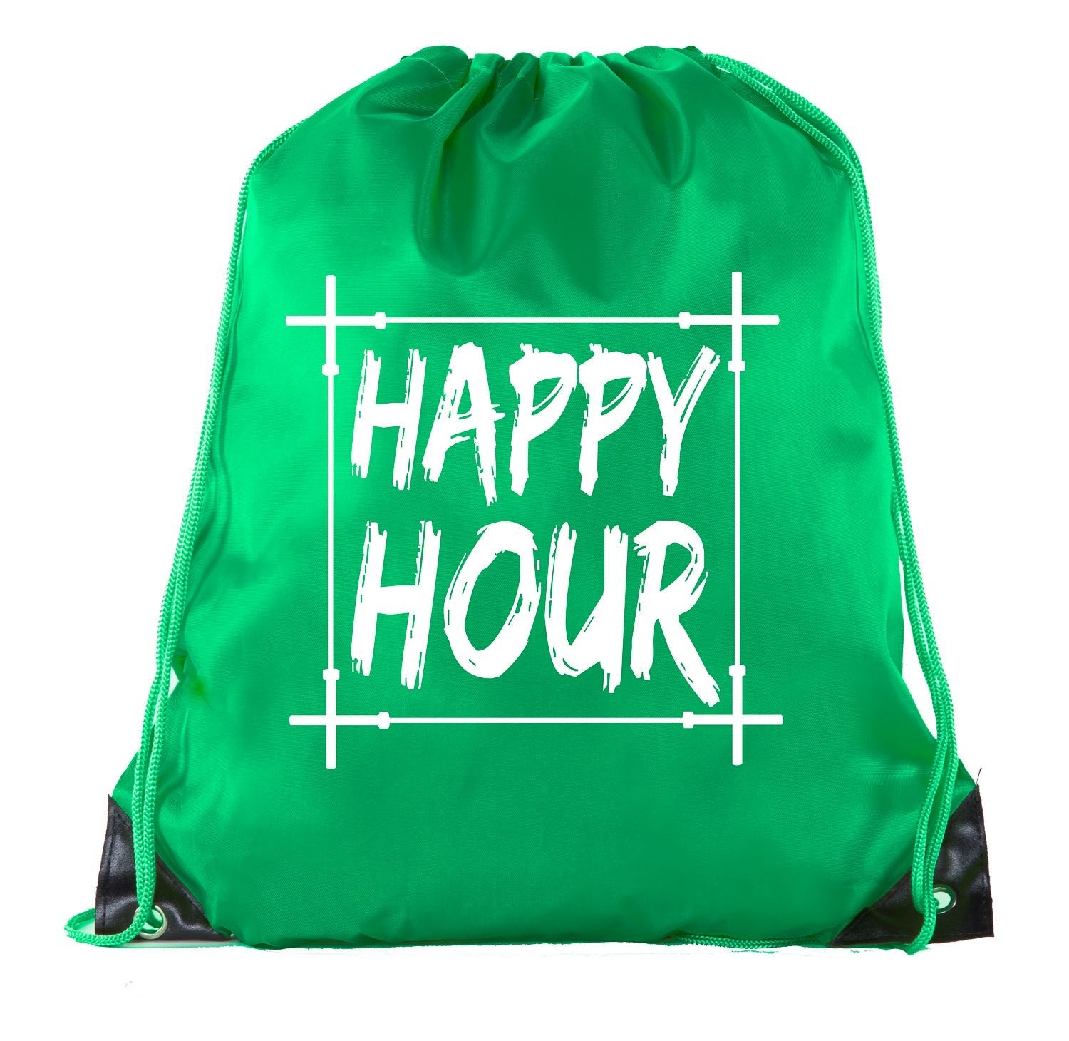 Happy Hour + Barbells Polyester Drawstring Bag - Mato & Hash