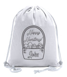 Happy Hunting Custom Name Color in Easter Cotton Drawstring Bag - Mato & Hash