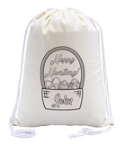 Happy Hunting Custom Name Color in Easter Cotton Drawstring Bag