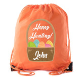 Happy Hunting Custom Name Easter Polyester Drawstring Bag - Mato & Hash