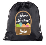 Happy Hunting Custom Name Easter Polyester Drawstring Bag