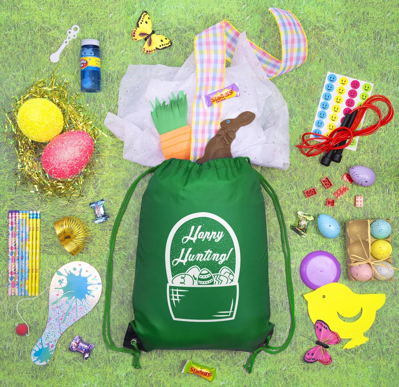Happy Hunting Easter Polyester Drawstring Bag - Mato & Hash