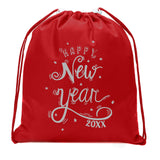 Happy New Year w/ Stars Custom Mini Polyester Drawstring Bag - Mato & Hash