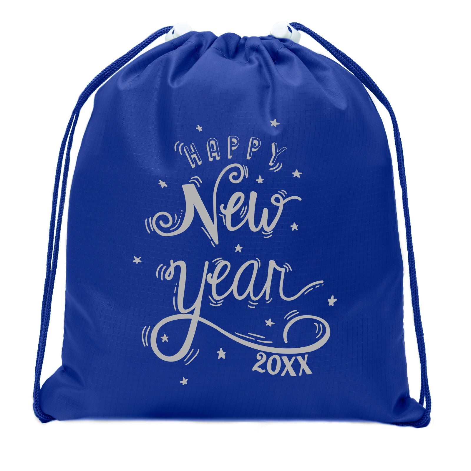 Happy New Year w/ Stars Custom Mini Polyester Drawstring Bag - Mato & Hash