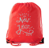 Happy New Year w/ Stars Custom Polyester Drawstring Bag - Mato & Hash