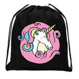Happy Unicorn Mini Polyester Drawstring Bag