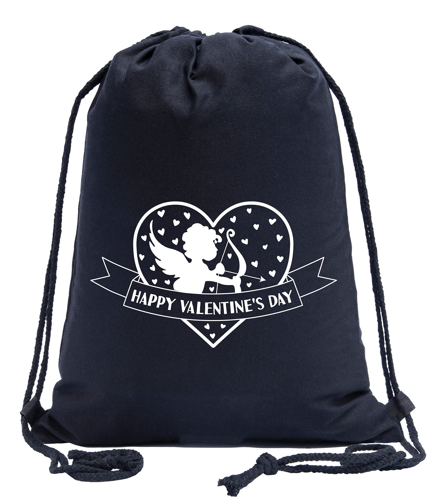 Happy Valentine's Day Cupid Hearts Cotton Drawstring Bag - Mato & Hash