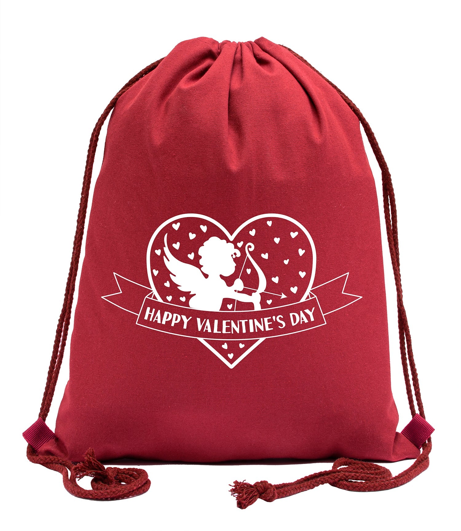 Happy Valentine's Day Cupid Hearts Cotton Drawstring Bag - Mato & Hash