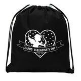 Happy Valentine's Day Cupid Hearts Mini Polyester Drawstring Bag