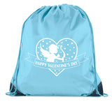 Happy Valentine's Day Cupid Hearts Polyester Drawstring Bag - Mato & Hash