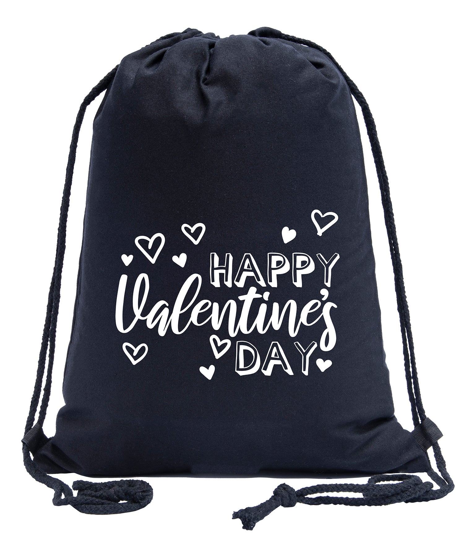 Happy Valentine's Day Hearts Cotton Drawstring Bag - Mato & Hash