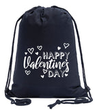 Happy Valentine's Day Hearts Cotton Drawstring Bag