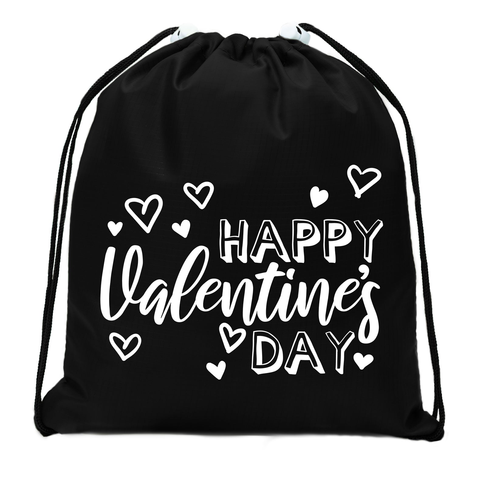 Happy Valentine's Day Hearts Mini Polyester Drawstring Bag - Mato & Hash
