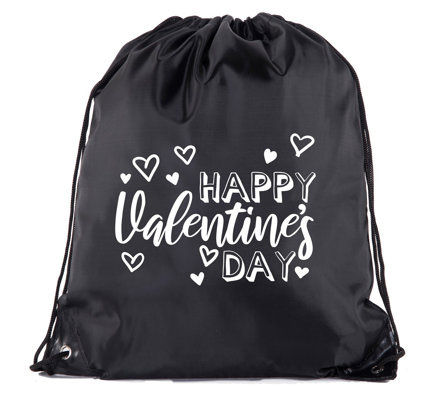 Happy Valentine's Day Hearts Polyester Drawstring Bag - Mato & Hash