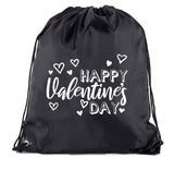 Happy Valentine's Day Hearts Polyester Drawstring Bag