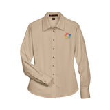 Harriton Ladies' Easy Blend™ Long-Sleeve Twill Shirt with Stain-Release Embroidery - Mato & Hash