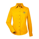 Harriton Ladies' Easy Blend™ Long-Sleeve Twill Shirt with Stain-Release Embroidery - Mato & Hash
