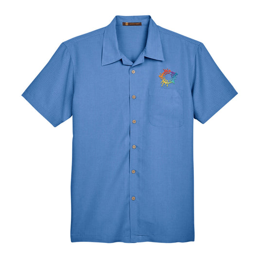 Harriton Men's Barbados Textured Camp Shirt Embroidery - Mato & Hash