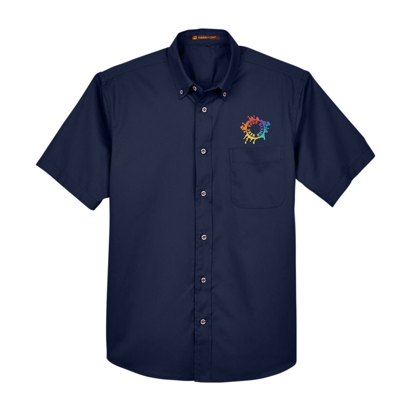 Harriton Men's Easy Blend™ Short-Sleeve Twill Shirt with Stain-Release Embroidery - Mato & Hash