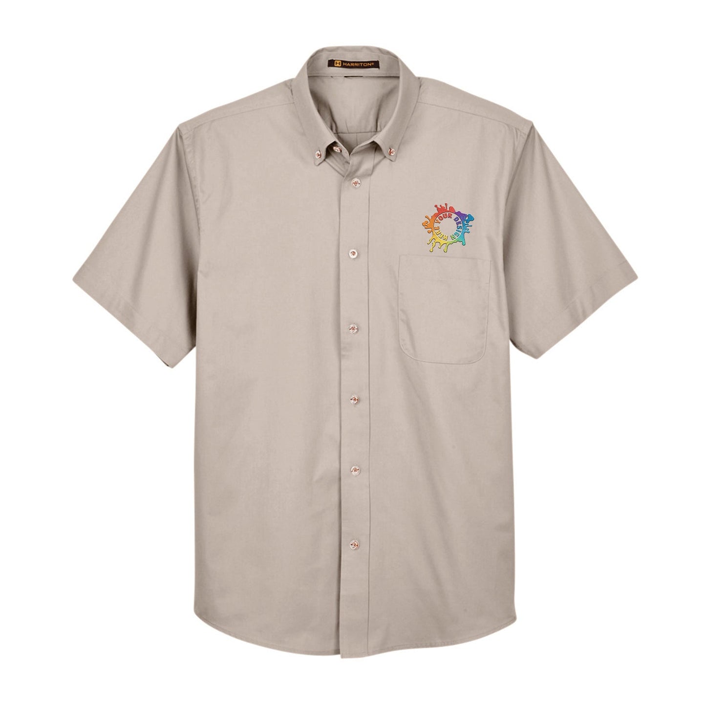 Harriton Men's Easy Blend™ Short-Sleeve Twill Shirt with Stain-Release Embroidery - Mato & Hash