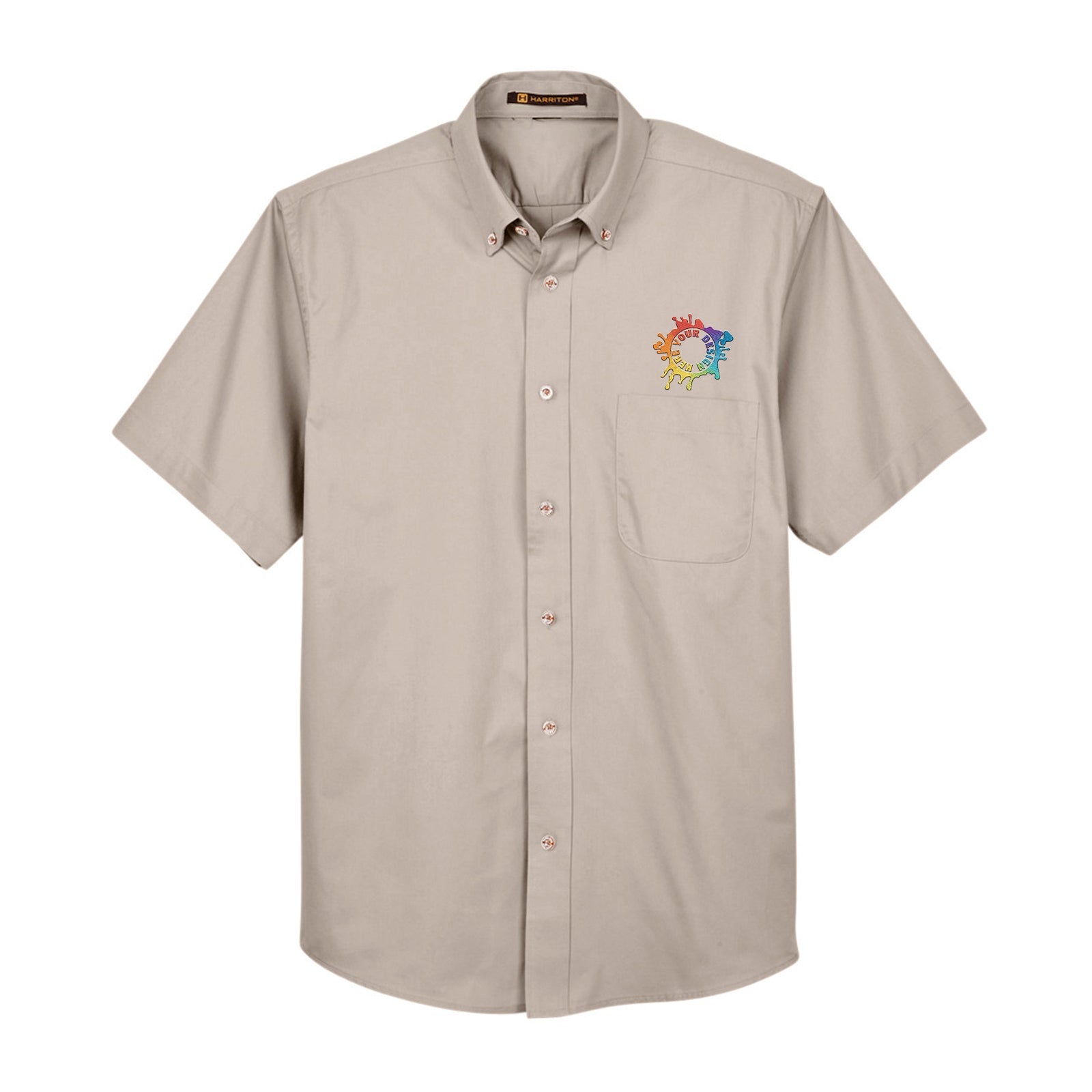 Harriton Men's Easy Blend™ Short-Sleeve Twill Shirt with Stain-Release Embroidery - Mato & Hash