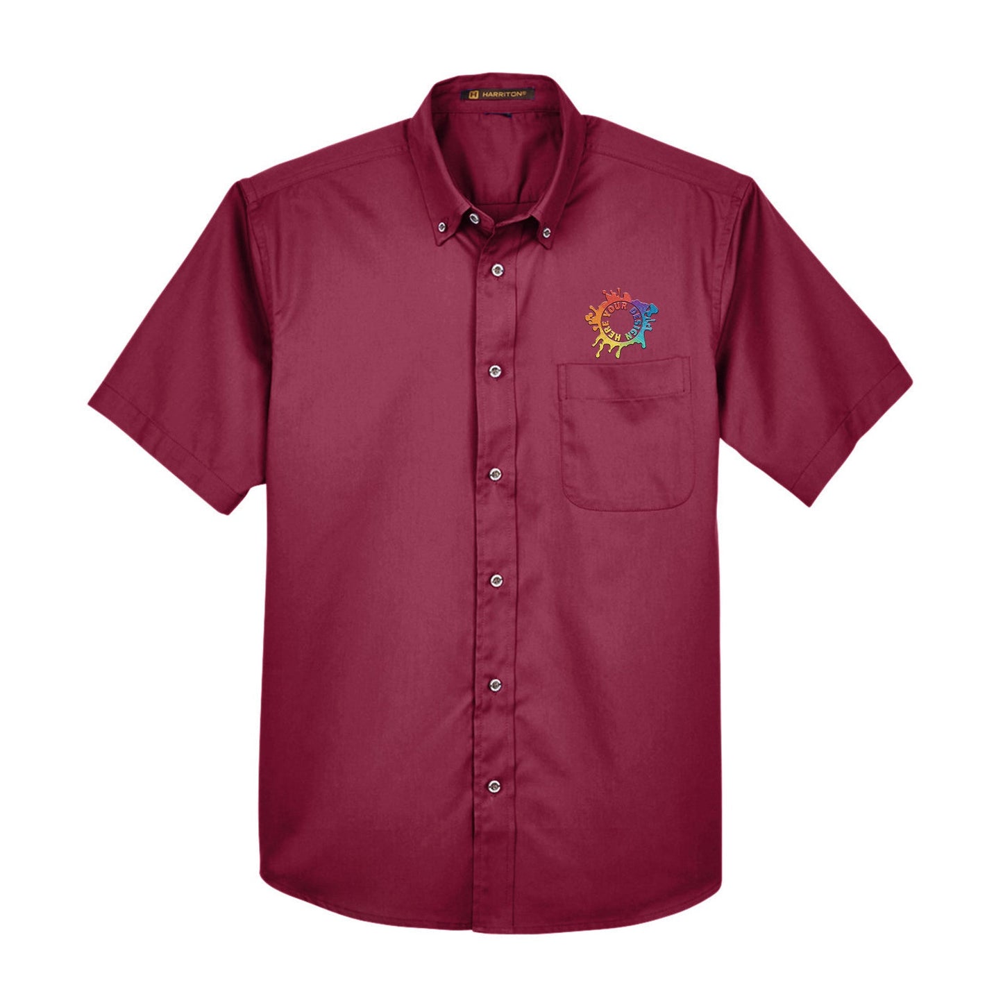 Harriton Men's Easy Blend™ Short-Sleeve Twill Shirt with Stain-Release Embroidery - Mato & Hash