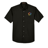 Harriton Men's Easy Blend™ Short-Sleeve Twill Shirt with Stain-Release Embroidery