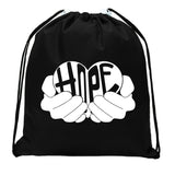 Hope - Heart in Hands Mini Polyester Drawstring Bag