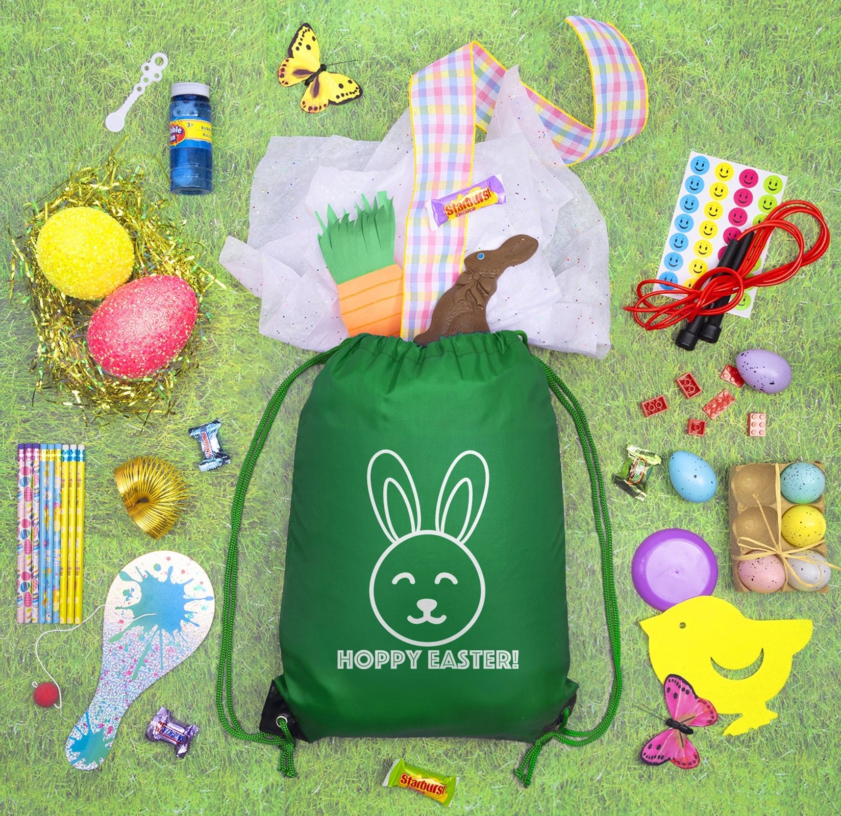 Hoppy Easter! Polyester Drawstring Bag - Mato & Hash