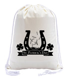Horseshoe, Coins & Shamrocks Cotton Drawstring Bag - Mato & Hash
