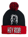 HR ! Beanie Hat W/Ball  2 Embroidery locations USA orders
