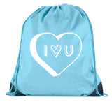 Accessory - Valentine's Day Bags, Drawstring Cinch Backpacks, Valentines Day Gift Bags - I Heart U