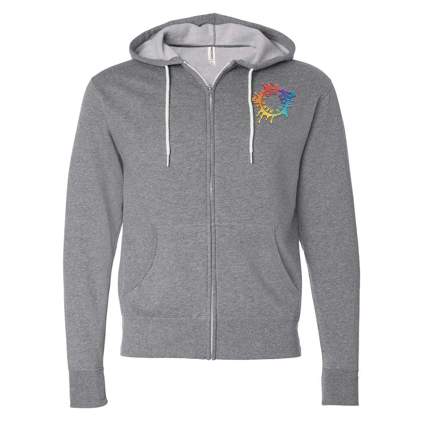 Independent Trading Co. Unisex Triblend Lightweight Full-Zip Hooded Sweatshirt Embroidery - Mato & Hash