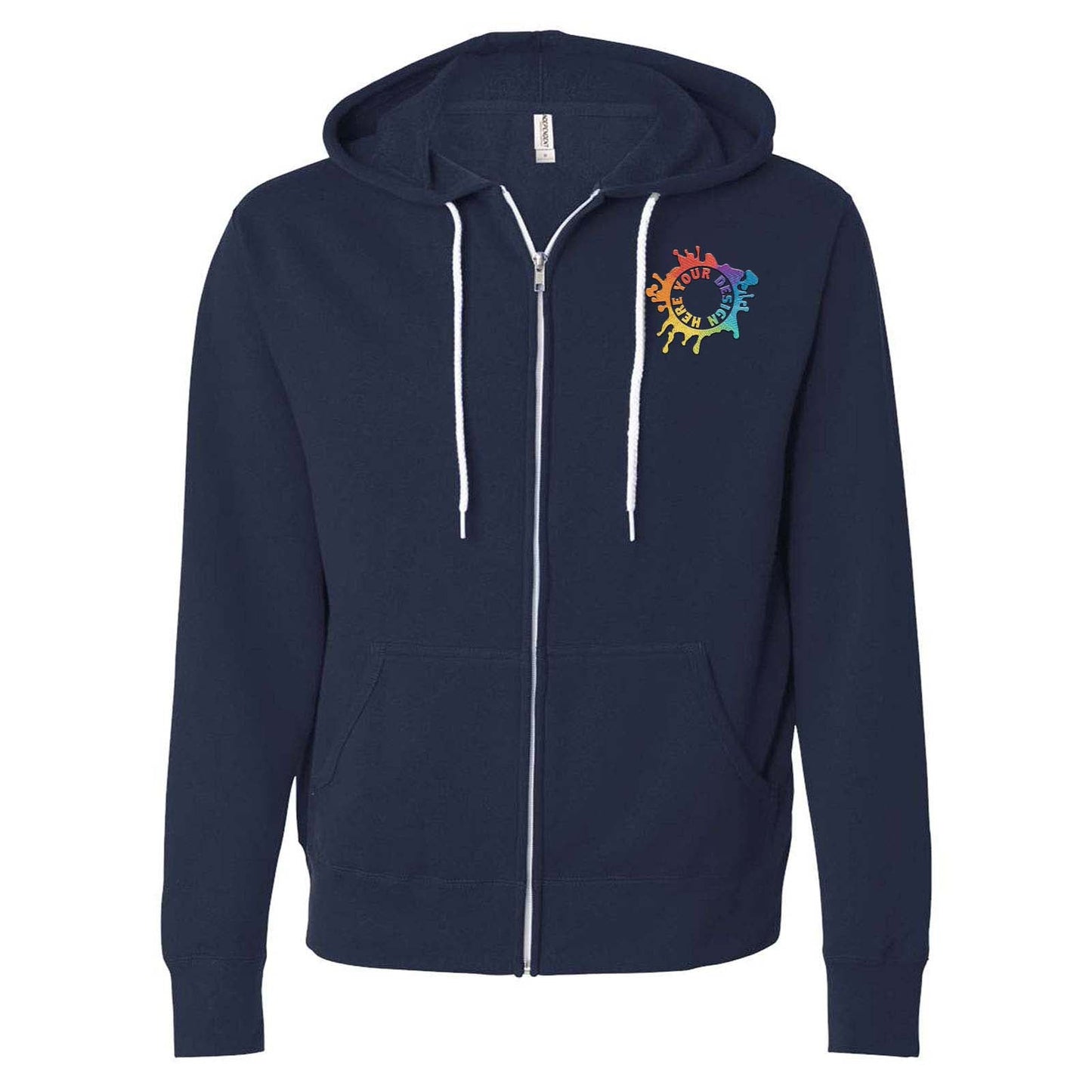 Independent Trading Co. Unisex Triblend Lightweight Full-Zip Hooded Sweatshirt Embroidery - Mato & Hash
