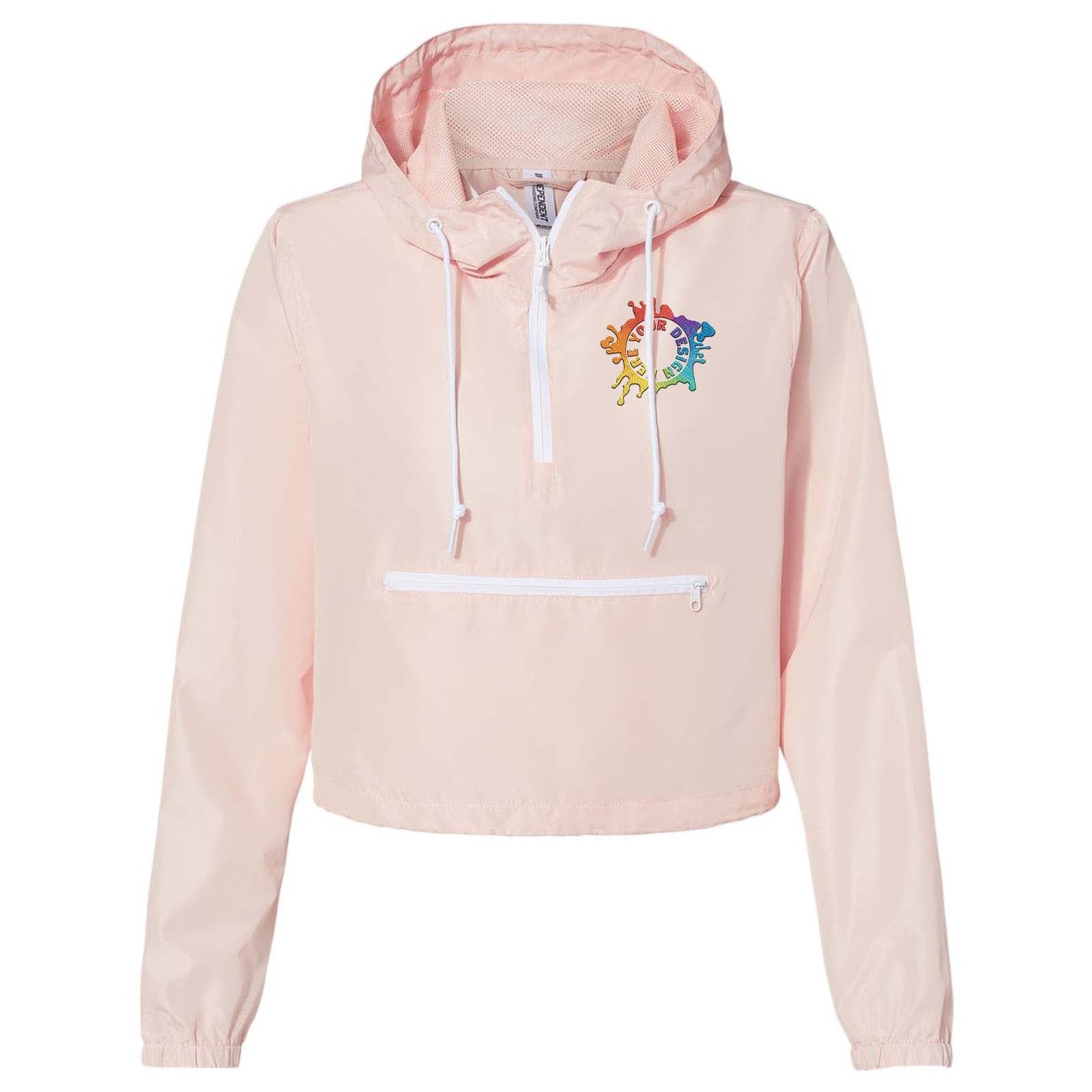 Independent Trading Co. - Women's Lightweight Quarter-Zip Pullover Crop Windbreaker Jacket Embroidery - Mato & Hash