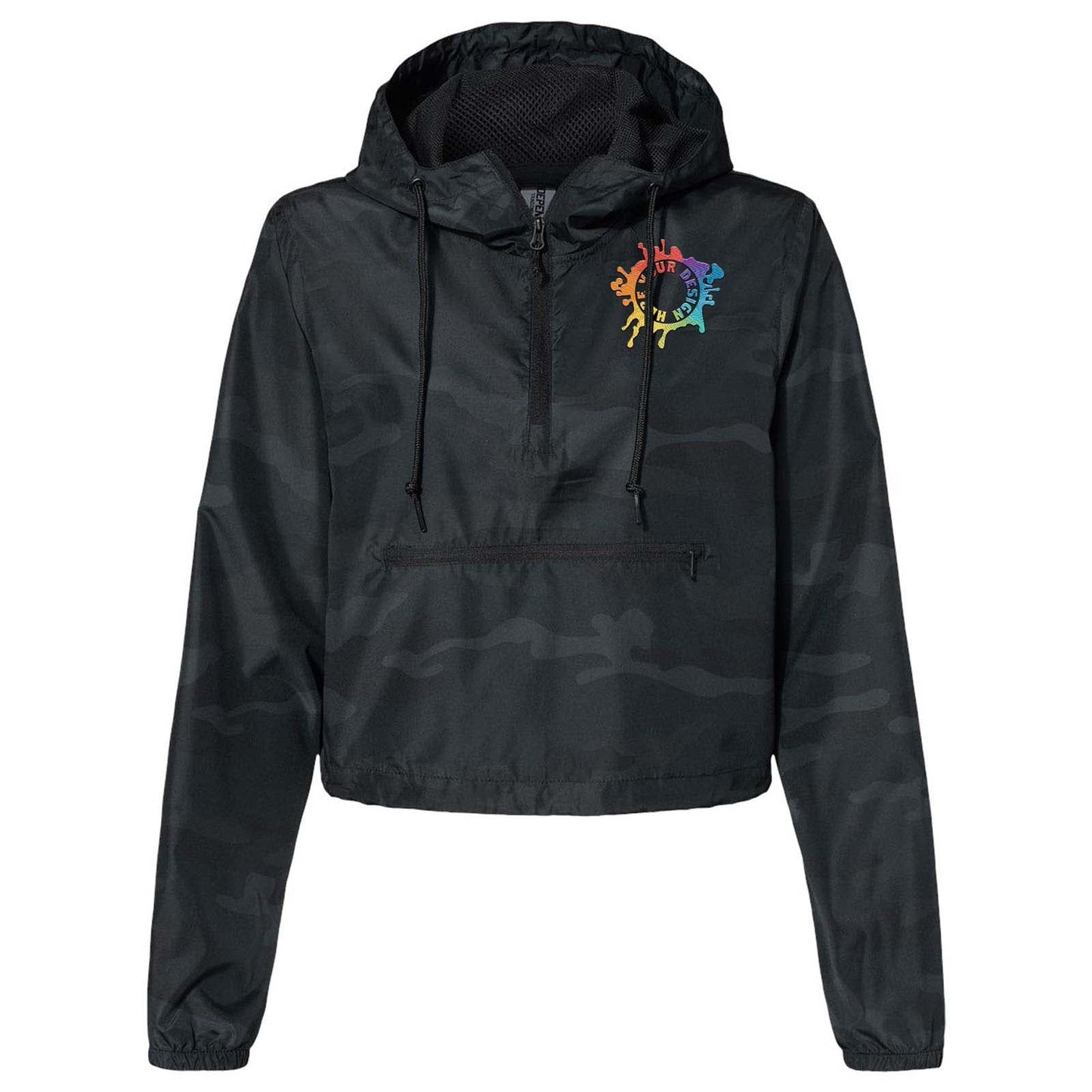 Independent Trading Co. - Women's Lightweight Quarter-Zip Pullover Crop Windbreaker Jacket Embroidery - Mato & Hash