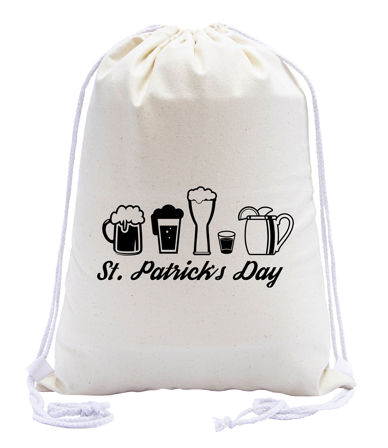 Irish Cocktails St. Patrick's Day Cotton Drawstring Bag - Mato & Hash
