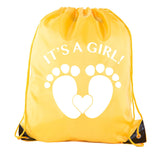 It's a Girl! Infant Feet Baby Shower Polyester Drawstring Bag - Mato & Hash