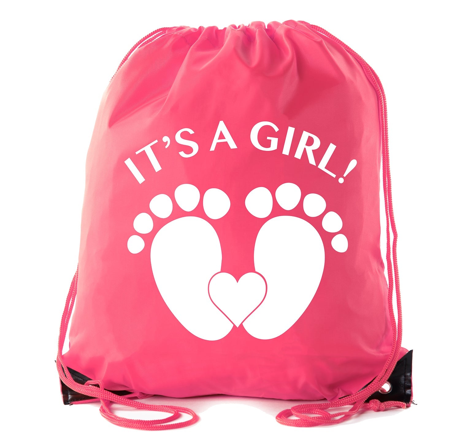 It's a Girl! Infant Feet Baby Shower Polyester Drawstring Bag - Mato & Hash