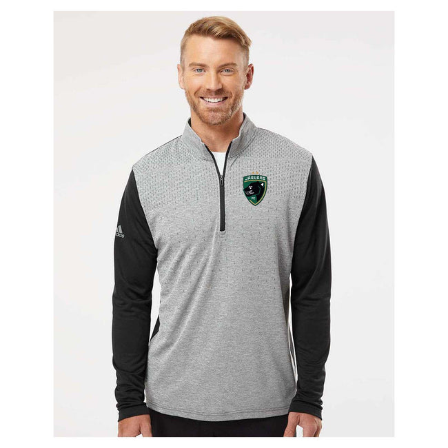 Jaguars Adidas - Heather Block Print Quarter-Zip Pullover Embroidery Crest