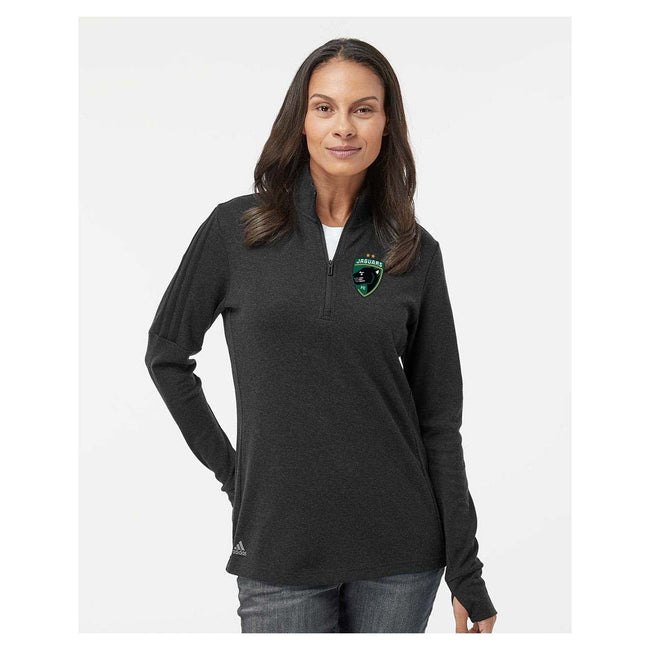 Jaguars Adidas - Women's 3-Stripes Quarter-Zip Sweater Embroidery Crest