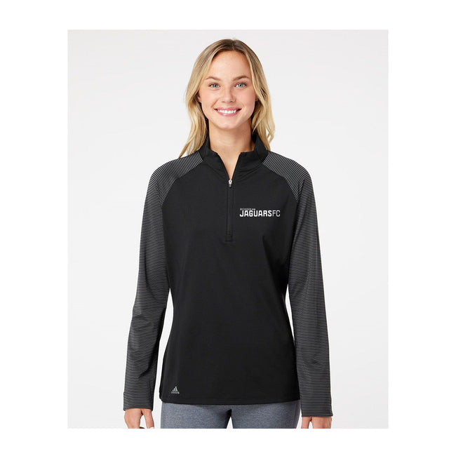 Jaguars Adidas - Women's Stripe Block Quarter-Zip Pullover Embroidery Wordmark