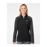 Jaguars Adidas - Women's Stripe Block Quarter-Zip Pullover Embroidery