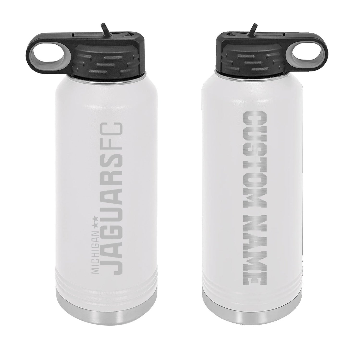 Jaguars Custom Name and Number Laser Engraved 32oz Water Bottle with Flip Lid - Mato & Hash