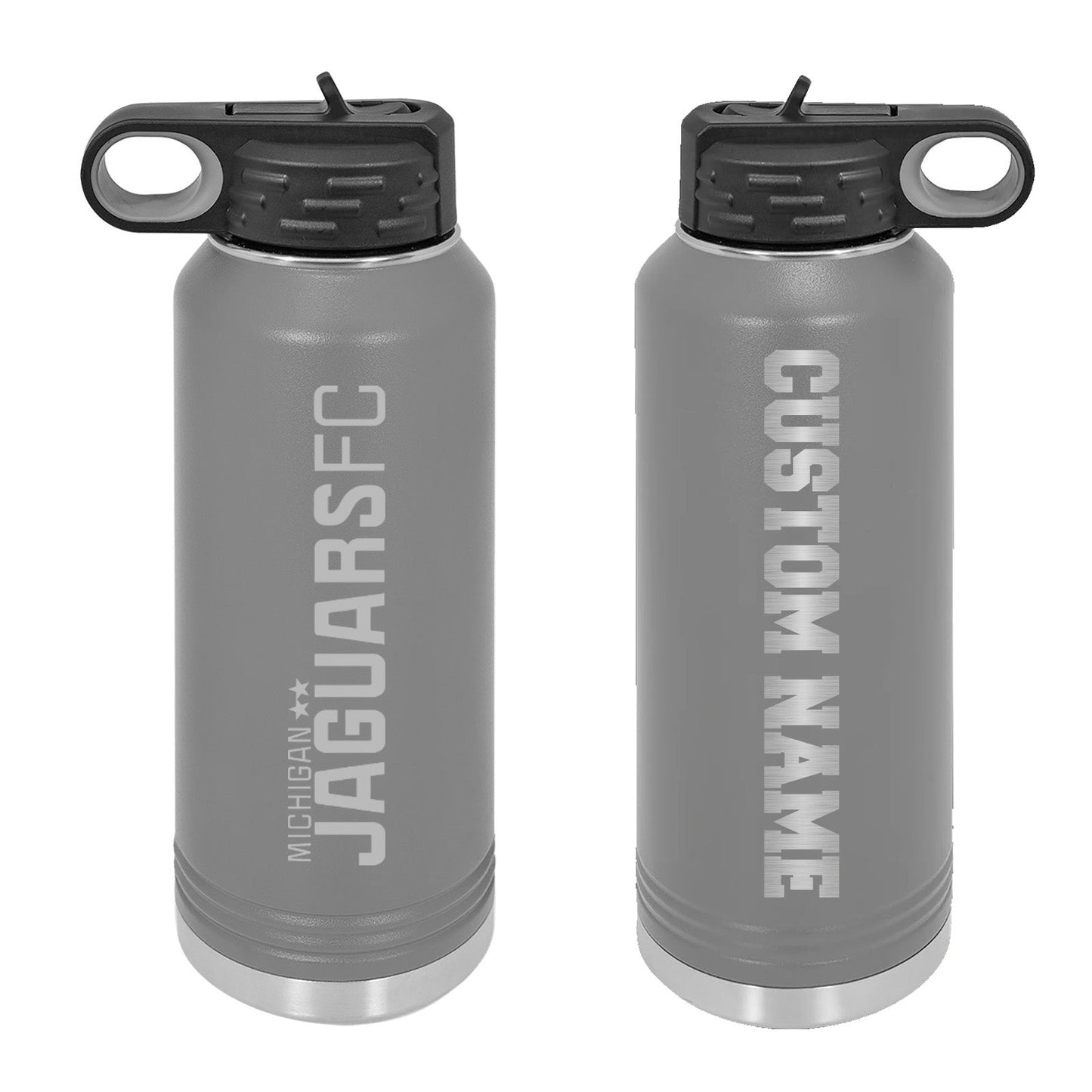 Jaguars Custom Name and Number Laser Engraved 32oz Water Bottle with Flip Lid - Mato & Hash