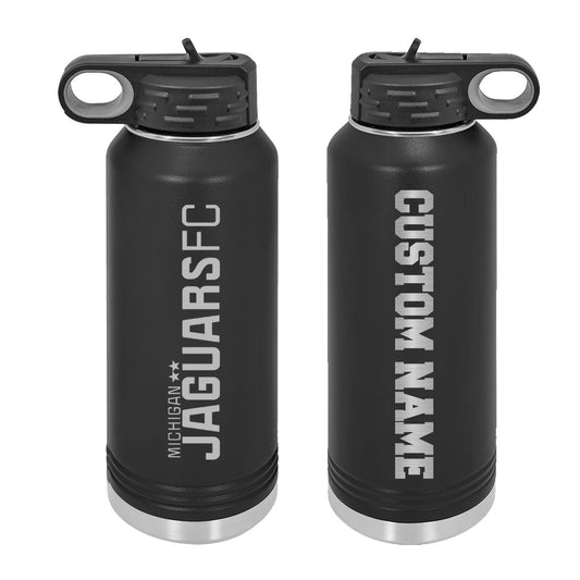 Jaguars Custom Name and Number Laser Engraved 32oz Water Bottle with Flip Lid - Mato & Hash